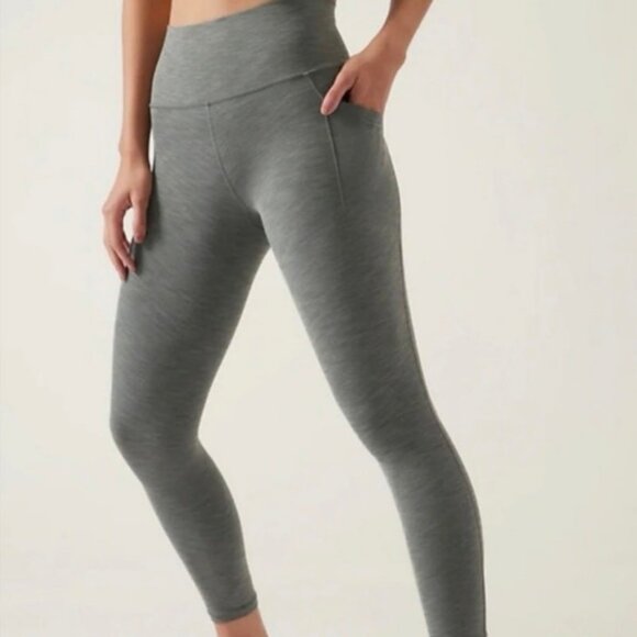 Athleta Salutation Stash 7/8 Tight Leggings Green Heather Powervita EUC Size M - Picture 3 of 7